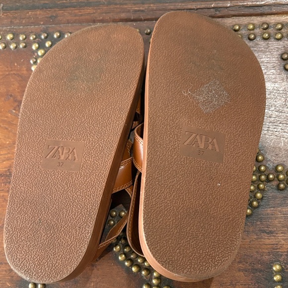 Zara Brown Leather Sandals - Picture 7 of 7